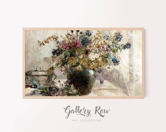 Samsung Frame TV Vintage Art, Flowers in Vase Vintage Frame TV Art, TV Art