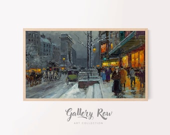 Edouard-Leon Cortes - Porte St. Denis, Neige Vintage Frame TV Art, Samsung Frame TV Vintage Art, TV Art