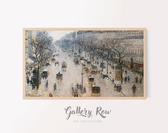 Camille Pissarro - The Boulevard Montmartre on a Winter Morning Vintage Frame TV Art, Samsung Frame TV Vintage Art, TV Art
