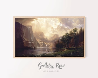 Samsung Frame TV Vintage Art, Lake near the Mountains Vintage Frame TV Art, TV Art