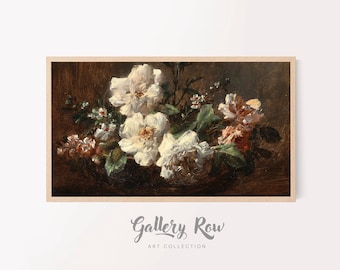 Samsung Frame TV Vintage Art, Roses in a Vase Vintage Frame TV Art, TV Art