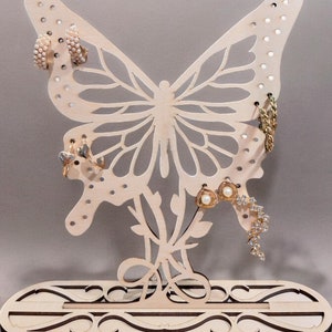 Wooden Jewelry Tree Holder Earring Stand Gift for Women Necklaces Butterfly Hanging Jewelry Display Stand