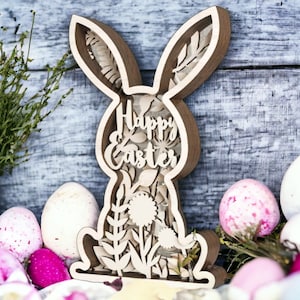 Multilayer Easter bunny, wooden Easter decoration, 3D Easter decoration, Easter gift, souvenir, Easter decoration, Easter bunnies, window decoration, table decoration