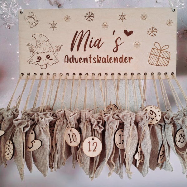 Personalisierter Adventskalender, Adventskalender mit Namen, zum Selberbefüllen, nachhaltig, Weihnachten, Weihnachtsdeko, Adventskranz