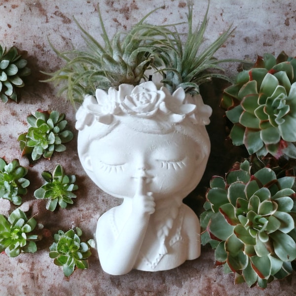 Raysin Vase, Flower Girl, Flower Pot, Girl's Head, Christmas Decoration, Decorative Figurine, Dried Flowers, Home Decoration, Window Decoration, Secret Santa Gift