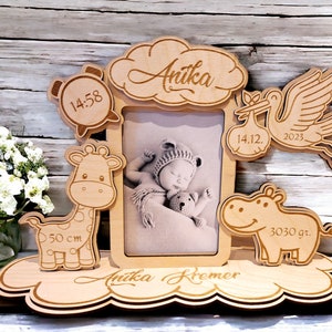 Gift for birth | Picture frame personalized with birth date | Photo frame kit | Baby photo | Baby gift personalized with name