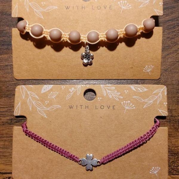 Bracelet en perle macramé avec pendentif, bracelet tressé, shamballa, individuel, boho, inscription scolaire