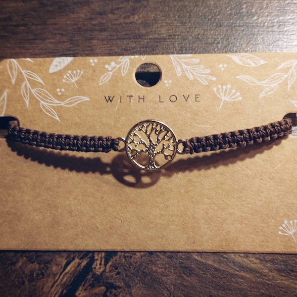 Makramee Armband minimalistisch Baum des Lebens Geschenk