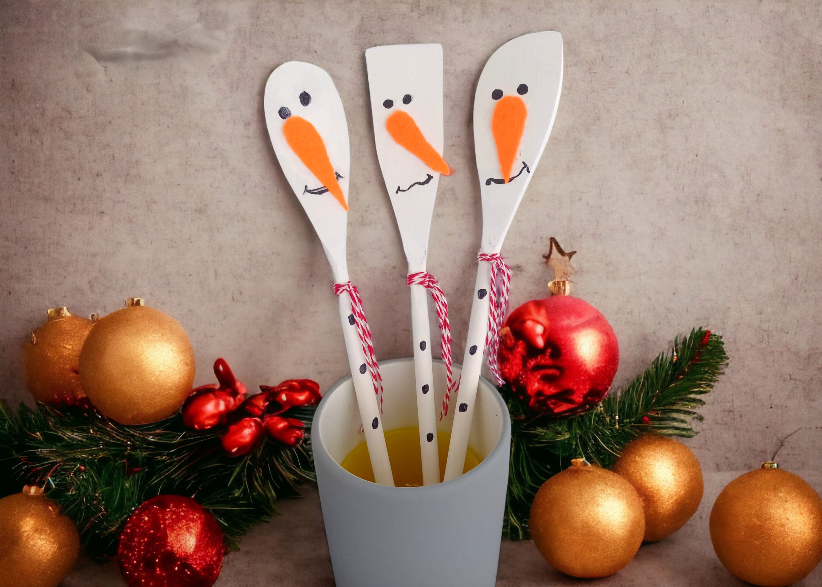 Christmas decoration wooden spoon snowman set of 3, Christmas gift, secret Santa gift, souvenir, spoon, cooking spoon