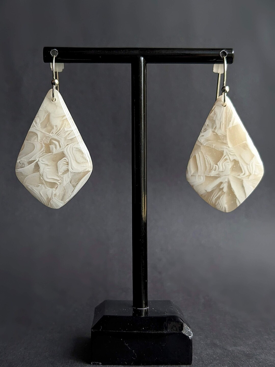 Translucent Cream & White Collection Handcrafted Polymer Clay Earrings ...