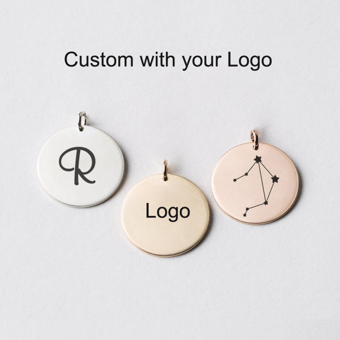 50 Pcs Custom Laser Engraved Charms Personalized Round Logo Etsy