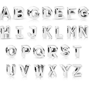 Alphabet Letter A-Z Charms Fit for European Bracelet, Silver Name ...