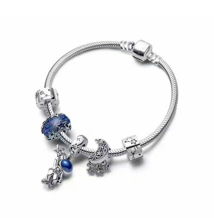 Capital Charms Silver Blue White Star Charm Bracelets for Women and Teen  Girls, Jewelry Gifts Set with Beads and Snake Chain Extender, Adjustable  Bracelet Fit 7.5+1.5 (Blue Star) price in Saudi Arabia