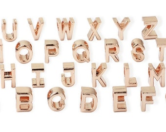 Alphabet Letter A-Z charms fit for Snake European Bracelet, Rose Gold Name initial Bead DIY Chain Necklace, Birthday Jewelry Pendant Gift