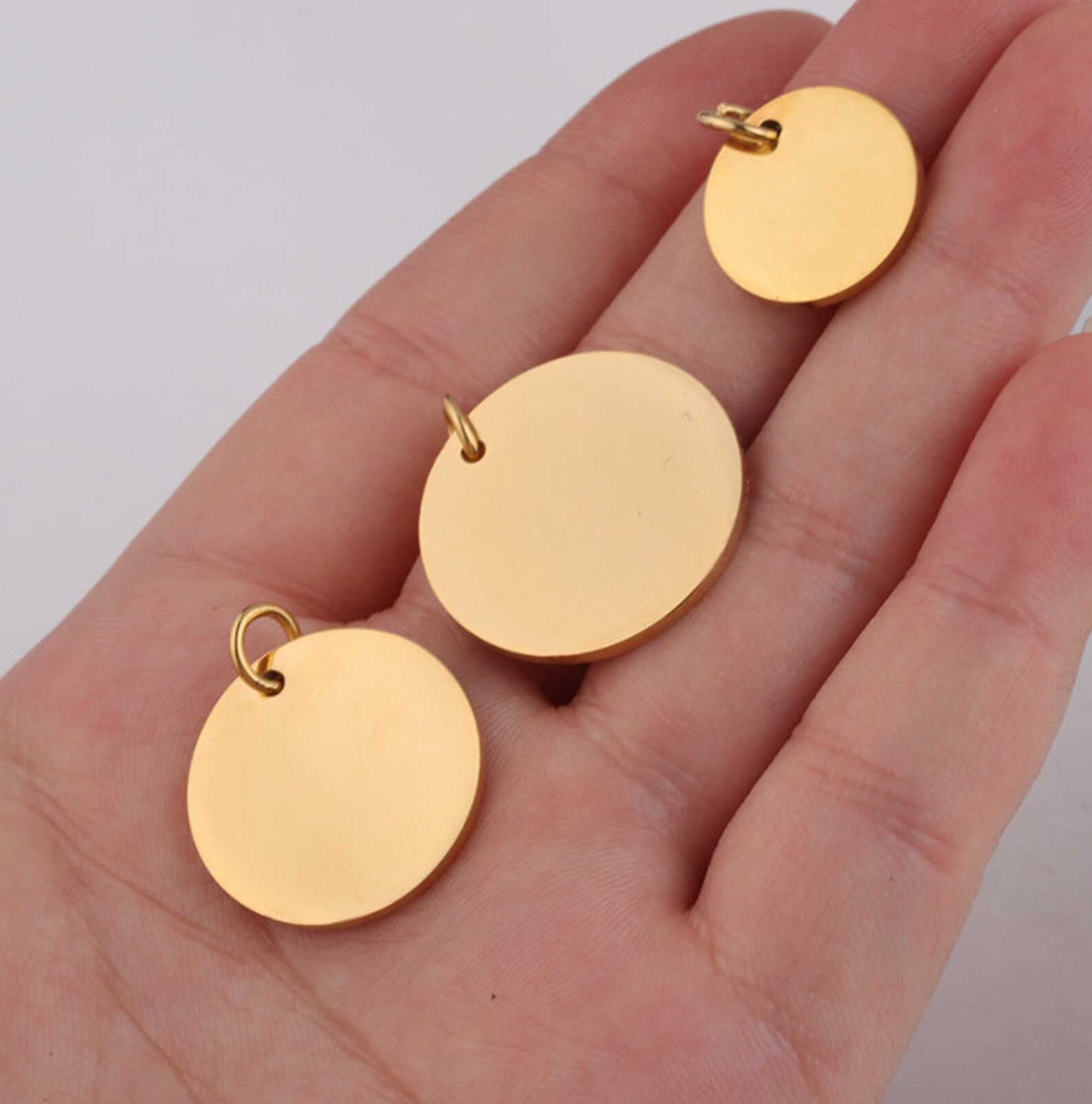 50 Pcs Custom Laser Engraved Charms Personalized Round Logo Etsy