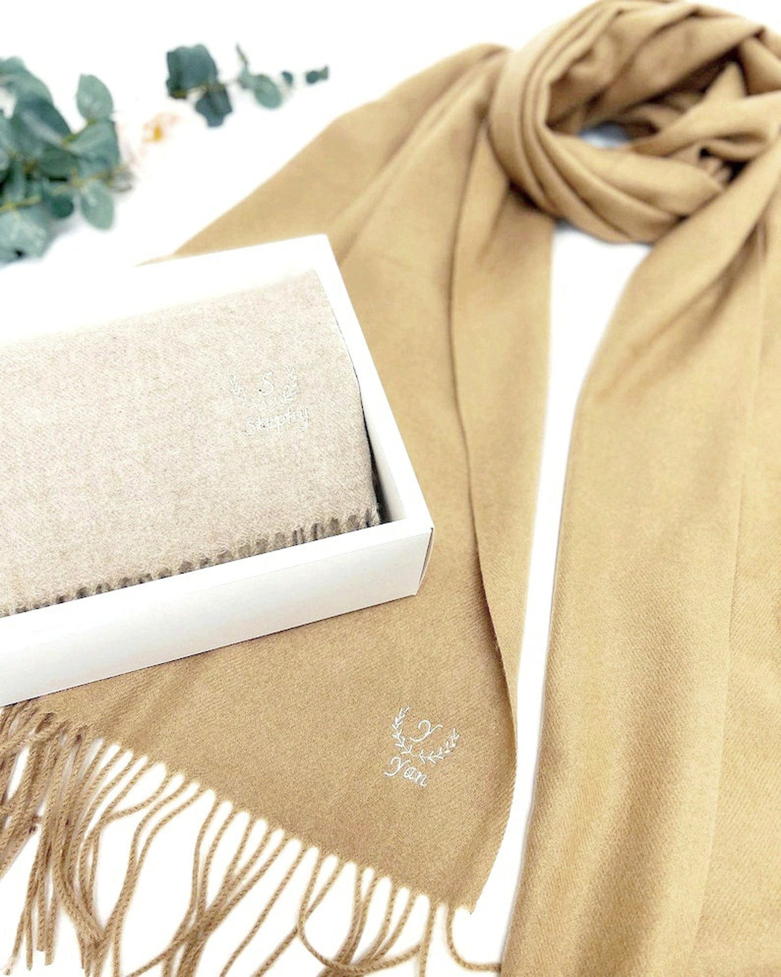 Initial Scarf Personalized Embroidered Name Winter Scarf, Custom Initial Monogram ...