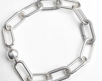 Bracciale a catena ME link, adatto per ciondoli europei, bracciale gioielli donna con ciondoli a catena in argento, regalo di compleanno per lei