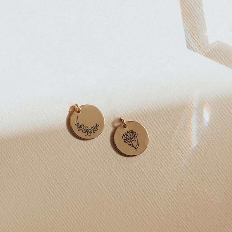 50 Pcs Custom Laser Engraved Charms Personalized Round Logo Etsy