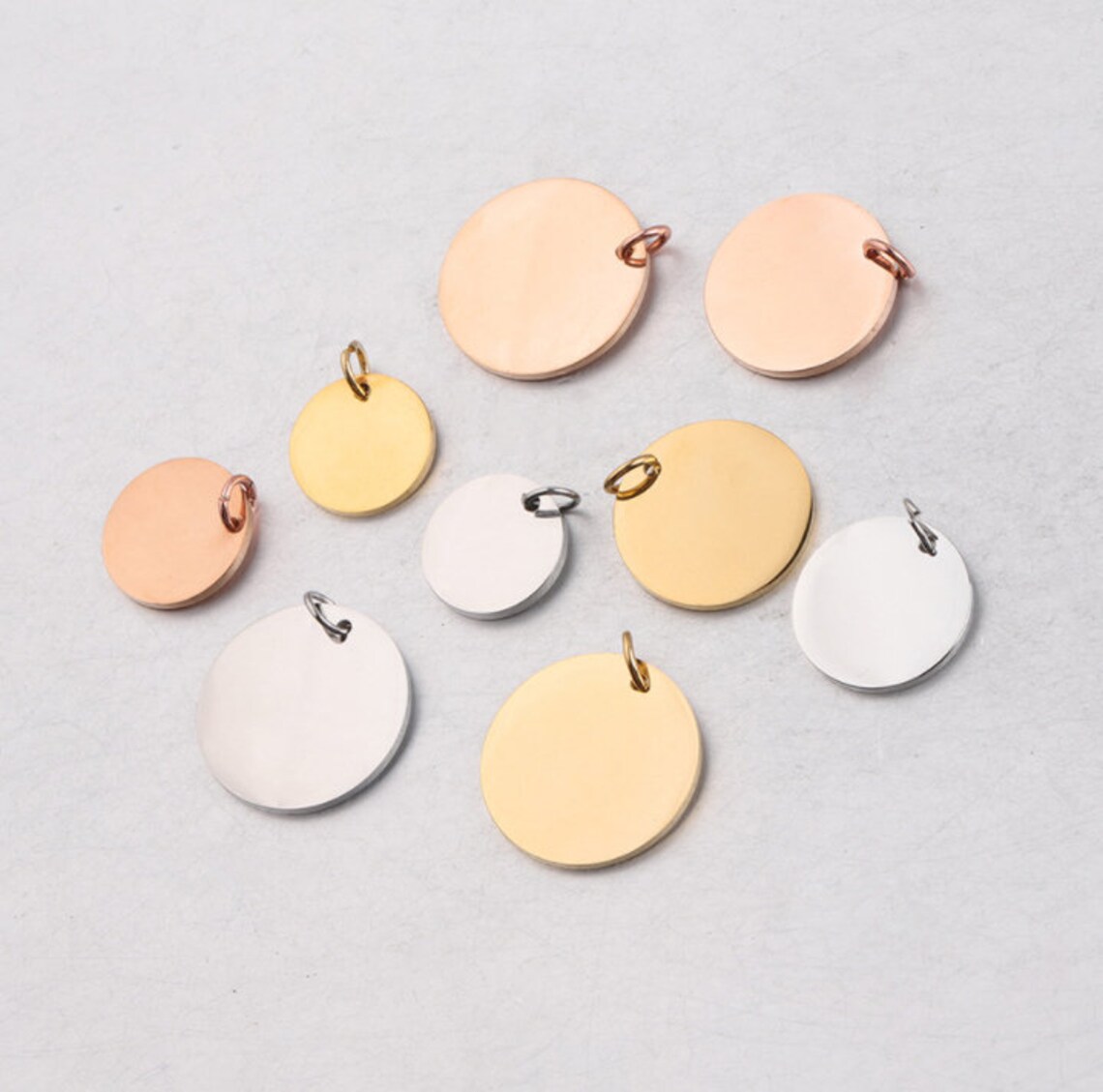 50 Pcs Custom Laser Engraved Charms Personalized Round Logo Etsy