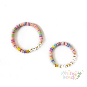 Mama and Big Sis Matching Pastel Rainbow Bracelets - Mommy and Me