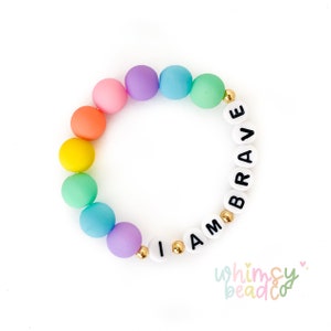 Girl's I Am Brave Pastel Rainbow Bracelet