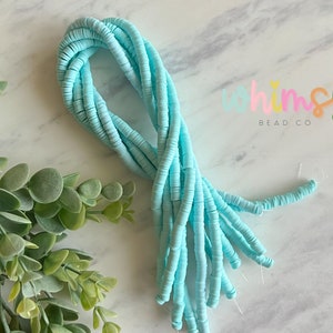 Sky Blue 6mm Heishi Bead Strand | Light Baby Blue | Clay Beads | Polymer Clay Beads | Wholesale Beads | African Vinyl Disc Beads
