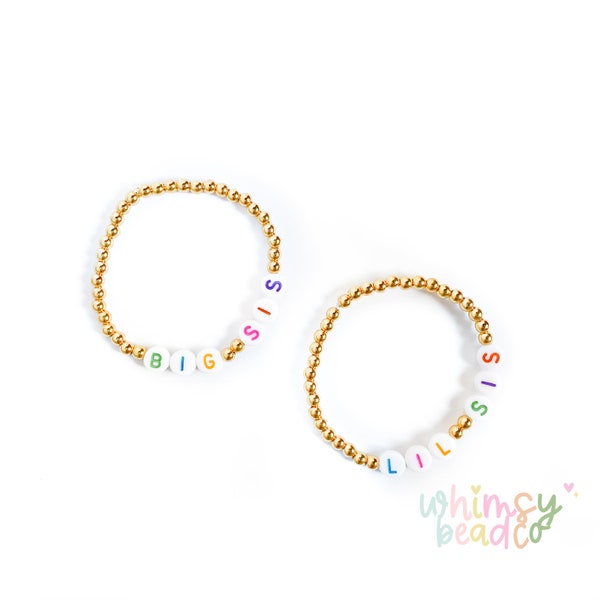 14kt Gold Plated | Big Sis and Lil Sis Rainbow and Gold Bracelets