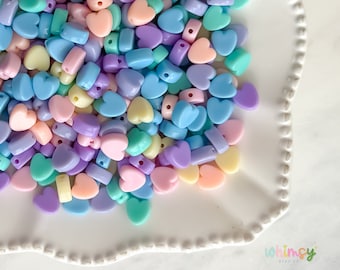 Pastel Rainbow Acrylic Heart Beads | 8mm Beading Supplies