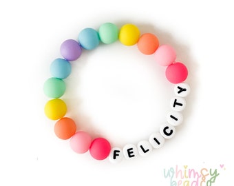 Girl's Personalized Pastel Rainbow Bracelet