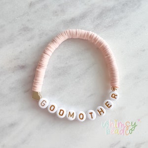 Beige Pink & Gold Godmother Bracelet | Heishi | Mother's Day Gift