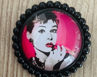 Audrey Hepburn Retro Brooch, Black Accessories, Steampunk Look