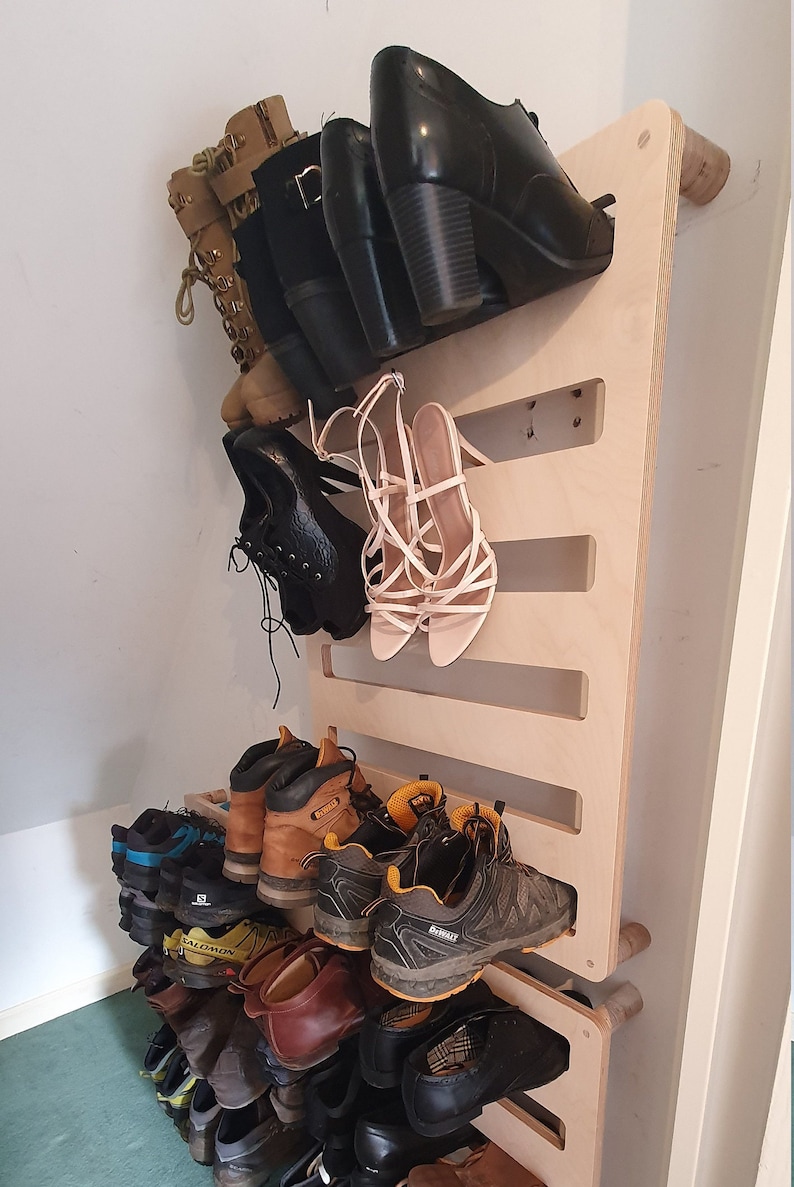 Shoe Hanger Plywood Shoe Rack Wall Mount Cupboard Shoe Organiser Hand Made Designed & Built in Scotland zdjęcie 3