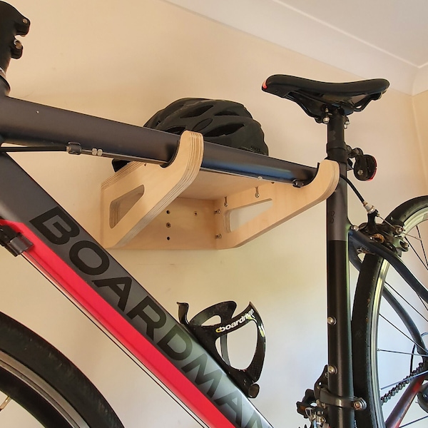 Bike Wall Mount | Road Bicycle Rack With Shelf | 50cm (20") Handlebar Width | Smart Storage  |  Hand Made | Designed & Built in Scotland