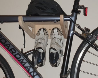 Bike Wall Mount | Cycle Shoe Holder SPD SL, Look Keo, Speedplay Zero/X-series, SPD | Heavy Duty Wood Bike Rack & Shelf | Built in Scotland