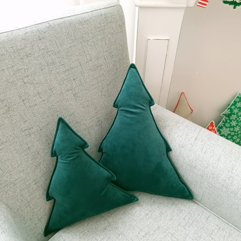 Christmas Tree Pillow Velvet Pillow Christmas Decoration Throw Pillow, Christmas Tree Shape Sofa Cushion, Decorative Pillow, image 10