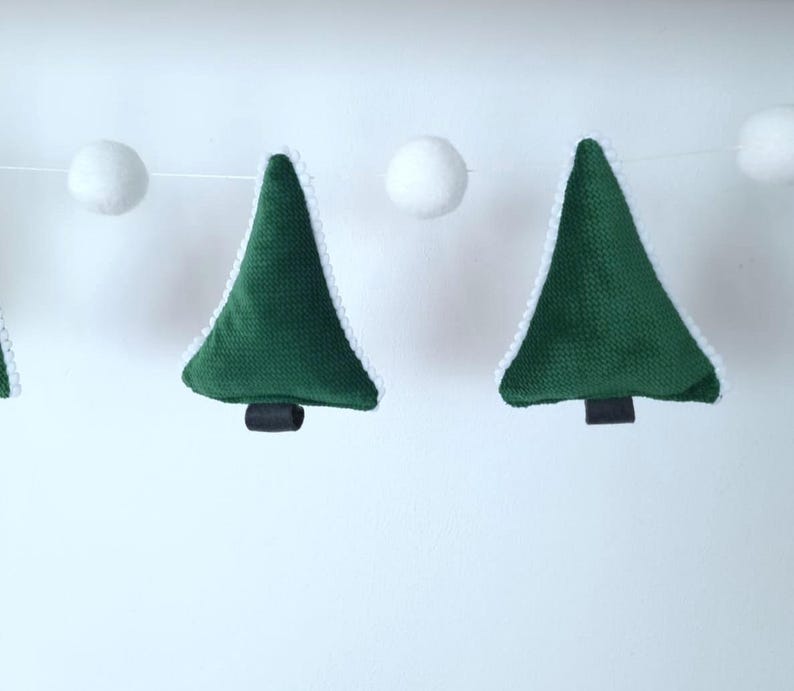 Christmas Tree Garland Christmas Mantel Winter Garland, Burlap Garland