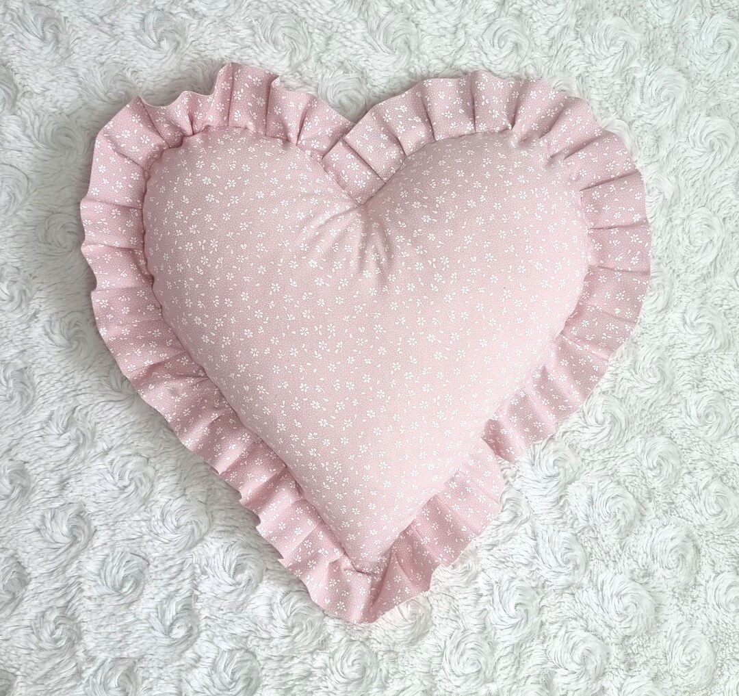 Powder Pink Heart Pillow Pink Home Decor Pink Floral Pillow - Etsy