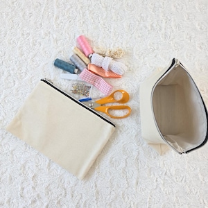 Beige Sewing Supplies Pouch – Waterproof Cotton Canvas Organizer