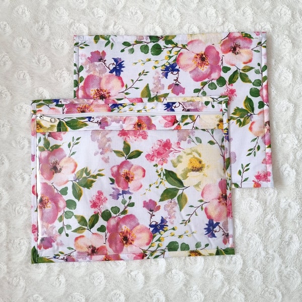 Project Bag Vinyl Cross Stitch Floral Vinyl Front  Crewel Handwork Projects Holiday Lane  Handwork Thread Holder 13x11 Clear Front