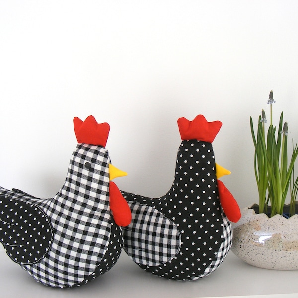 Buffalo Plaid Easter Chicken Spring Home Decor, Spring Chicken Easter Table Decor Décoration Spring Decor, Cadeau de Pâques, Décoration de ferme