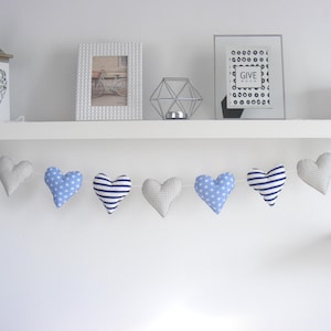 Blue Heart Fabric Garland Boy Nursery Decor  Kids Room Decor Nursery Bunting