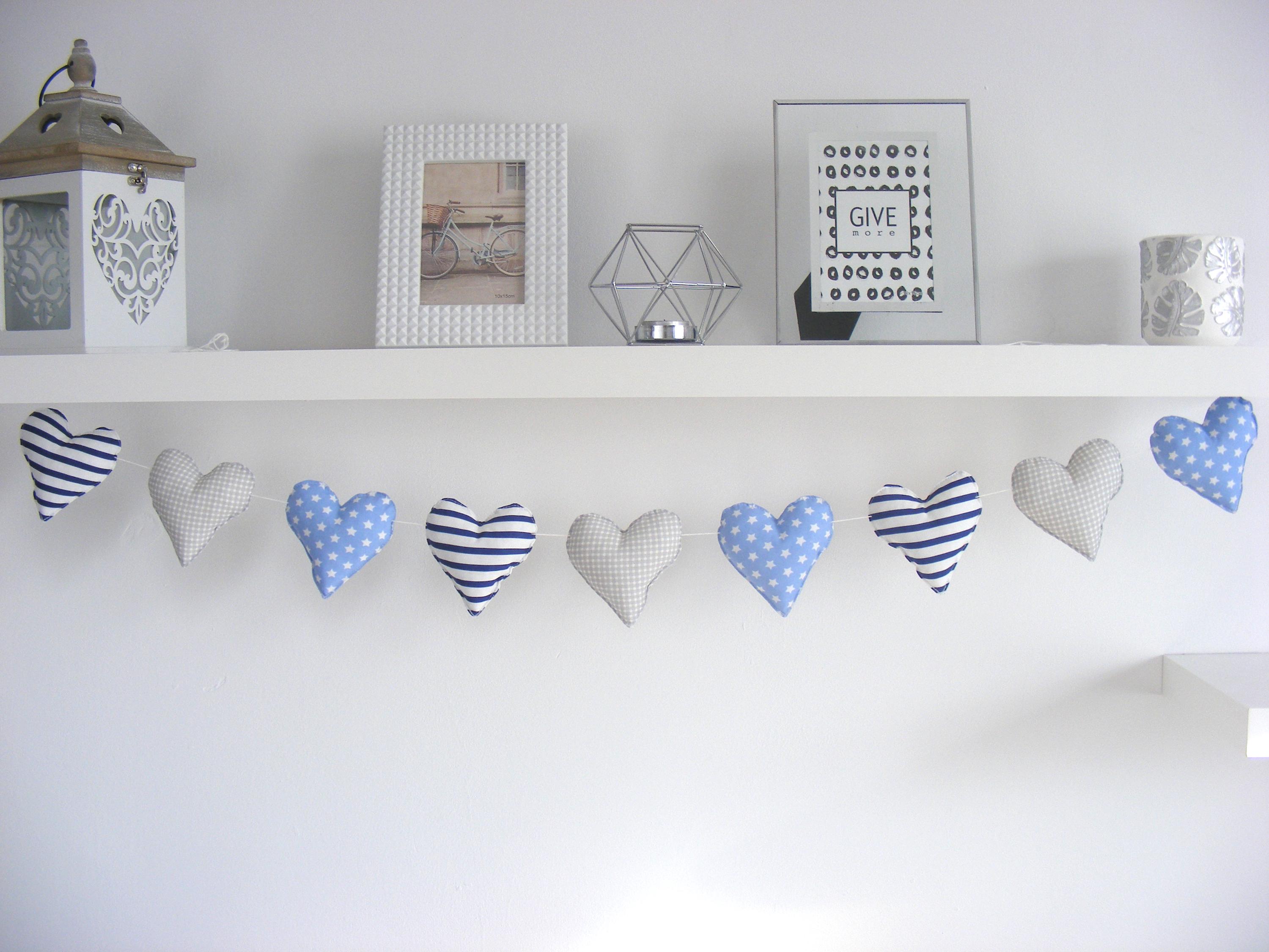 Blue Heart Fabric Garland Boy Nursery Decor  Kids Room Decor Nursery Bunting