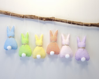 Fabric Easter Bunny Ornament: Gingham Spring Decor