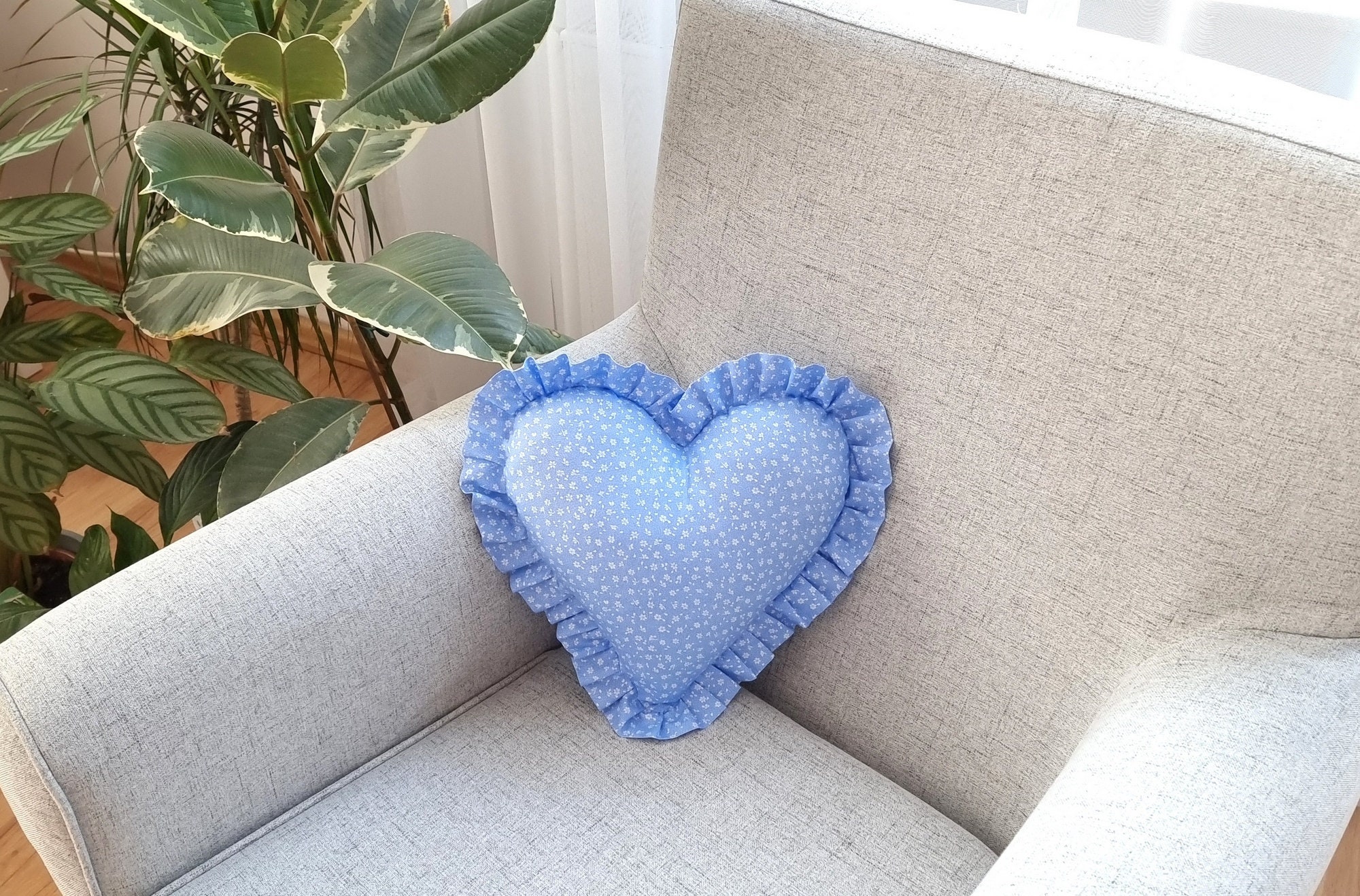 Blue magic heart pillow price hotsell