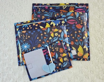 Projecttas met bloemenkruissteek: vinyl voorkant, naaldopberger