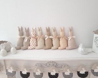 Farmhouse Fabric Easter Bunny: Neutral Spring Decor