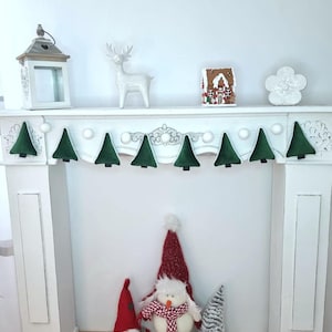 Christmas Tree Garland Christmas Mantel Winter Garland, Burlap Garland, Christmas Bunting Fireplace Garland
