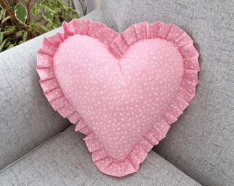 Corazón rosa almohada rosa decoración del hogar almohada floral rosa, almohadas de granja, almohadas de dormitorio