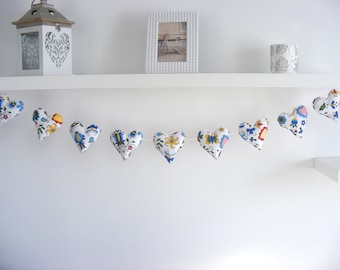 Flowers Heart Fabric Garland spring garland, Kids Room Decor Nursery Bunting nursery decor girl, floral nursery,