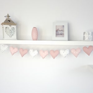 Powder Pink Heart Fabric Garland: Nursery, Wedding, or Birthday Decor